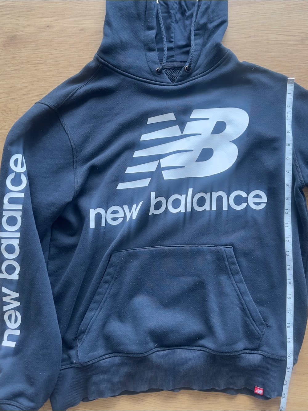 Retro L New Balance Navy Blue Hoodie with White Logo